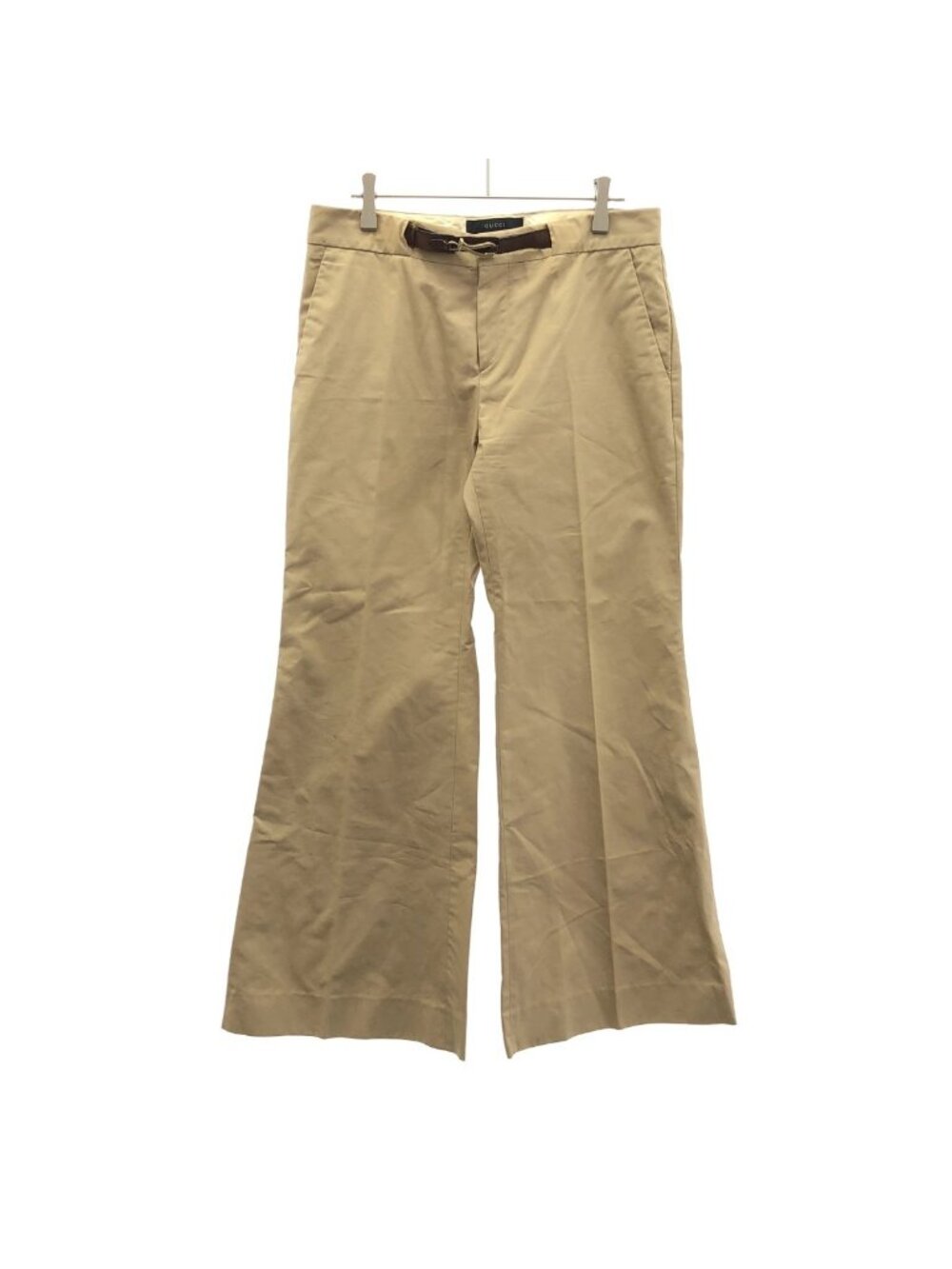 Gucci by Tom Ford Leather Belted Trousers Pants Beige 42